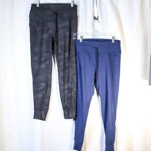 Spyder Size L lot of 2 grey/black camo and blue tie waist leggings